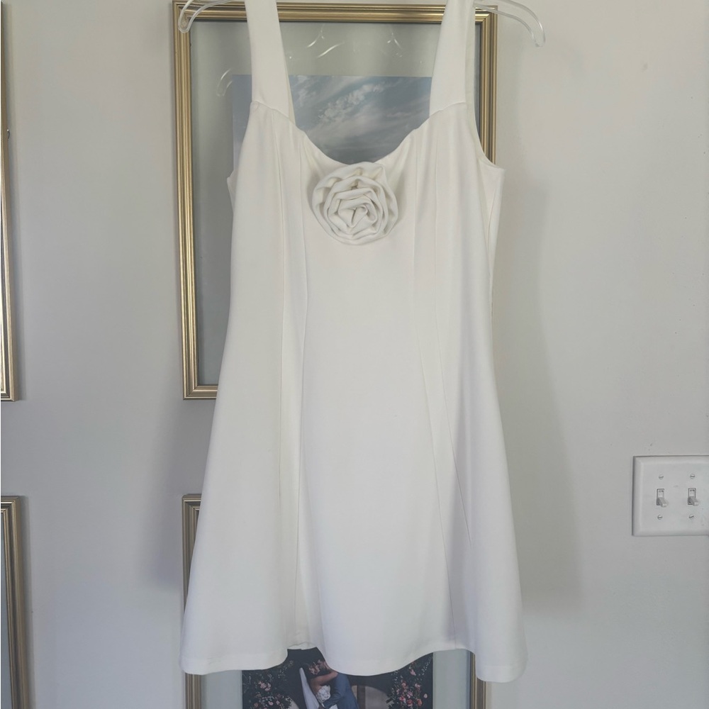 Lulu's White Cream Embellished Mini Sundress
